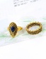 Retro Gold Color Round Shape Gemstone Decorated Simple Pure Color Rings(5pcs)