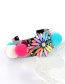 Trendy Multi-color Flower&fuzzy Balls Decorated Color Matching Opening Bracelet