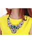 Trendy White+green Diamond Decorated Flower Shape Color Matching Simple Necklace