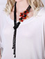 Trendy Red Flower Shape Decorated Simple Long Chain Necklace