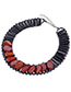 Fashion Plum-red Oval Shape Decorated Simple Short Chain Necklace