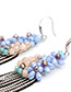 Bohemia Blue Flower Shape Decorated Simple Tassel Earrings