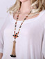 Vintage Red Long Tassel &flower Pendant Decorated Simple Long Sweather Necklace