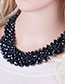 Elegant Blue Triangle Shape Pendant Decorated Simple Short Chain Necklace