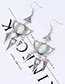 Vintage Silver Color Round Gemstone Decorated Triangle Design Earrings