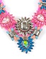 Trendy Pink Geometric Shape Diamond Decorated Flower Design Necklace