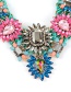 Trendy Green Geometric Shape Diamond Decorated Flower Design Necklace