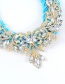 Trendy Blue Water Drop Shape Diamond Decorated Color Matching Necklace