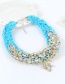 Trendy Blue Water Drop Shape Diamond Decorated Color Matching Necklace
