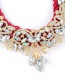 Trendy Red Water Drop Shape Diamond Decorated Color Matching Necklace