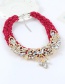 Trendy Red Water Drop Shape Diamond Decorated Color Matching Necklace