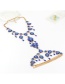 Trendy Sapphire Blue Water Drop Shape Diamond Decorated Pure Color Body Chain