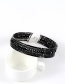 Trendy Black Beads Decorated Simple Design Pure Color Choker