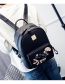 Trendy Gray Cat Pattern Decorated Pure Color Simple Backpack (3 Pcs)