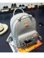 Trendy Gray Cat Pattern Decorated Pure Color Simple Backpack (3 Pcs)
