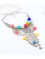 Bohemia Multi-color Fuzzy Ball Pendant Decorated Simple Long Tassel Necklace