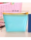 Fashion Blue Pure Color Decorated Trapezoid Shape Transparent Wallet