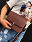 Trendy Dark Brown Buckle Decorated Pure Color Simple Shoulder Bag