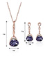 Fashion Rose Gold+purple Square Shape Diamond Decorated Color Matching Jewelry Sets