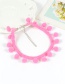 Lovely Pink Fuzzy Ball Pendant Decorated Simple Pure Color Choker