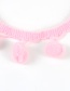 Lovely Light Pink Fuzzy Ball Pendant Decorated Simple Pure Color Choker