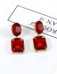 Trendy Red Pure Color Decorated Geometric Shape Simple Earrings