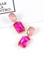 Trendy Plum Red Pure Color Decorated Geometric Shape Simple Earrings