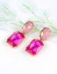 Trendy Plum Red Pure Color Decorated Geometric Shape Simple Earrings