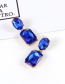 Trendy Sapphhire Blue Pure Color Decorated Geometric Shape Simple Earrings