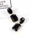 Trendy Black Pure Color Decorated Geometric Shape Simple Earrings