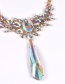Fashion Multi-color Diamond Decorated Water Drop Shape Color Matching Necklace