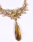 Fashion Champagne Diamond Decorated Water Drop Shape Pure Color Necklace