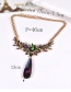 Fashion Plum Red Diamond Decorated Water Drop Shape Pure Color Necklace