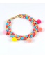 Fashion Multi-color Pom Pom Ball Decorated Weave Design Color Matching Necklace