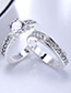 Fashion Silver Color Diamond Decorated Pure Color Simple Ring