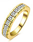 Fashion Gold Color Diamond Decorated Circular Ring Shape Simple Ring