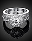 Elegant Silver Color Diamond Decorated Pure Color Simple Ring