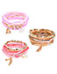 Fashion Pink Diamond&bead Decorated Multi-layer Design Simple Bracelet