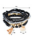 Fashion Black Diamond&bead Decorated Multi-layer Design Simple Bracelet