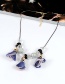 Fashion Purple Flower&beads Decorated Color Matching Simple Necklace