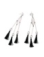 Trendy Gold Color+black Diamond Decorated Tassel Design Color Matching Earrings