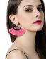 Bohemia Pink Fan Shape Decorated Simple Tassels Short Earrings