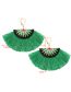 Bohemia Green Fan Shape Decorated Simple Tassels Short Earrings