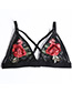 Sexy Black Rose Shape Decorated Simple Lace Up Bra