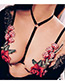 Sexy Red Rose Shape Decorated Simple Perspective Bra