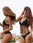 Sexy Black Tessal Decorated Simple Pure Color Bathing Suit