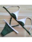 Sexy White+green Color Matching Decorated Simple Bathing Suit