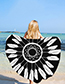 Fashion White+black Feather Shape Pattern Decorated Simple Tassel Beach Scarf