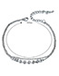 Fashion Silver Color Round Shape Diamond Decorated Simple Double Layer Anklet
