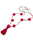 Fashion Plum Red Fuzzy Balls&beads Decorated Color Matching Pom Necklace